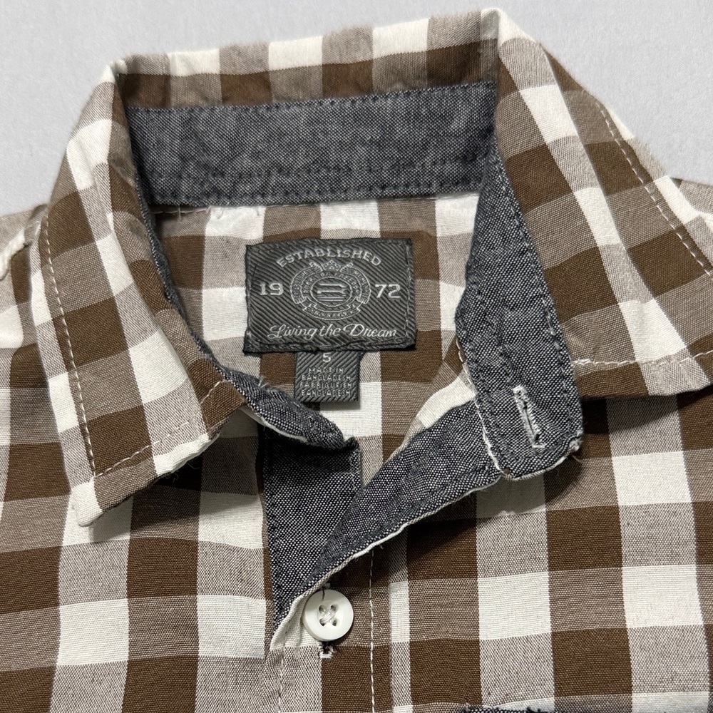 Buffalo David Bitton Kids Brown and White Checkered Shirt - Picture 2 of 7
